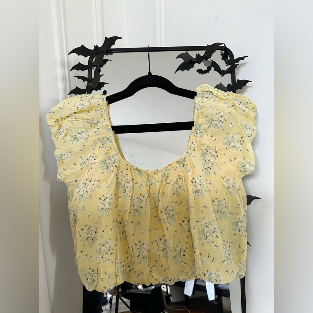 ASOS Yellow Floral Puff-Sleeve Blouse – Feminine & Airy